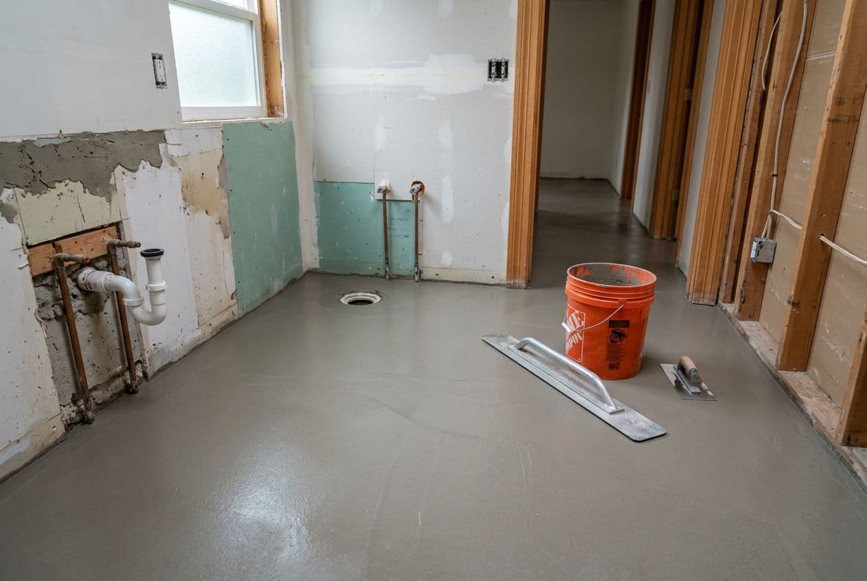 Badkamer vloer die is geëgaliseerd